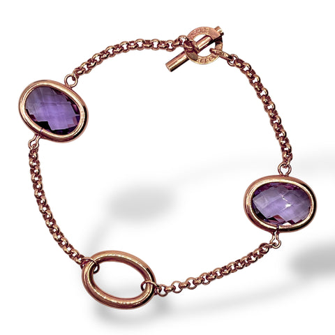 Bracciale Donna Unoaerre in Oro Rosa 9 Kt e Ametista - 384FFB4780900